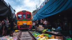 Hanoi Vietnam Train Market Hold your breath! The train is passing…